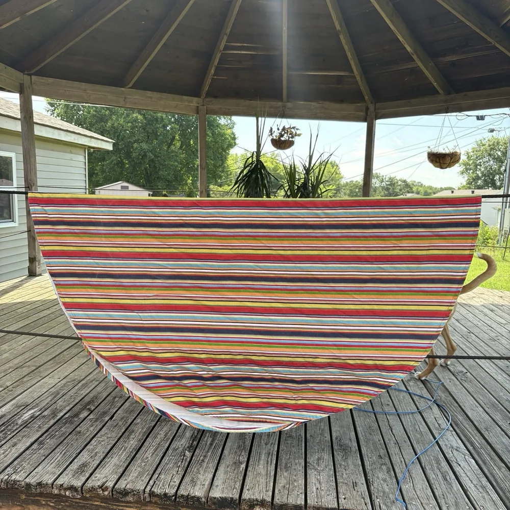 Fiesta Full Circle Tablecloth Striped Cotton 54” Wyndham Weavers India Round